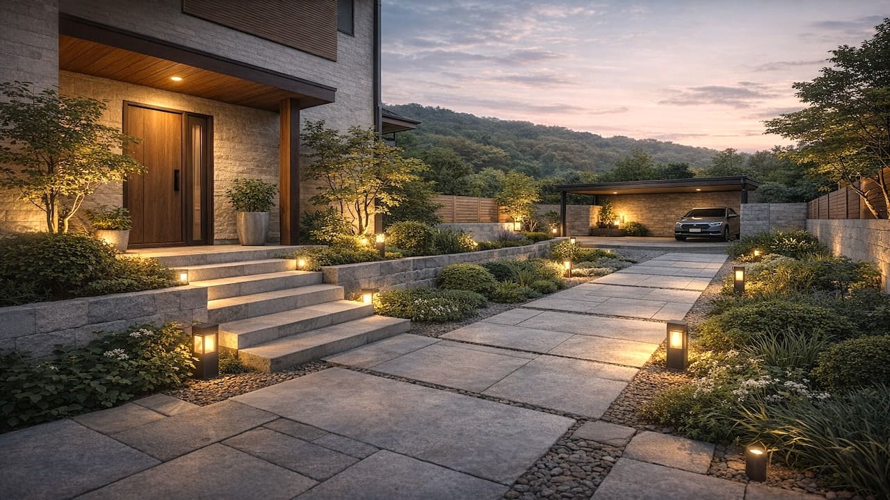 外構工事が美しく完成したイメージ画像