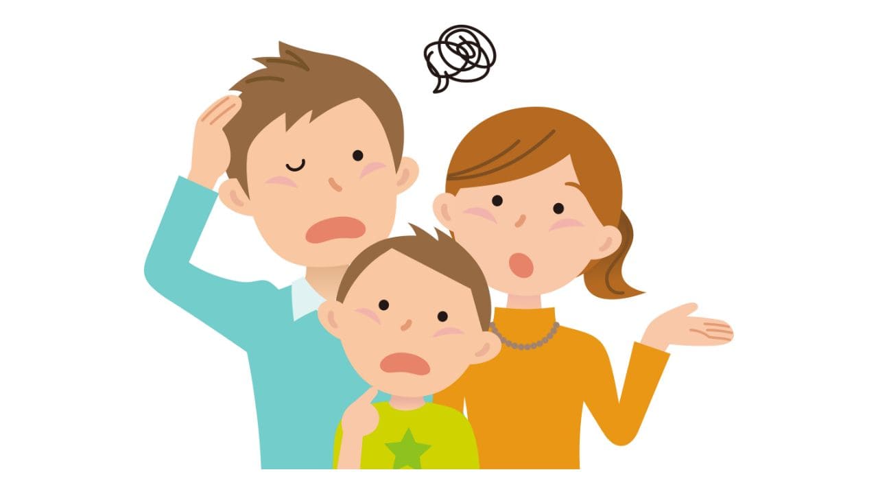 家族で外構会社を探している様子