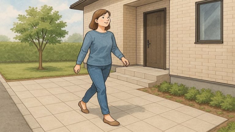 外構アプローチのタイル仕上げ