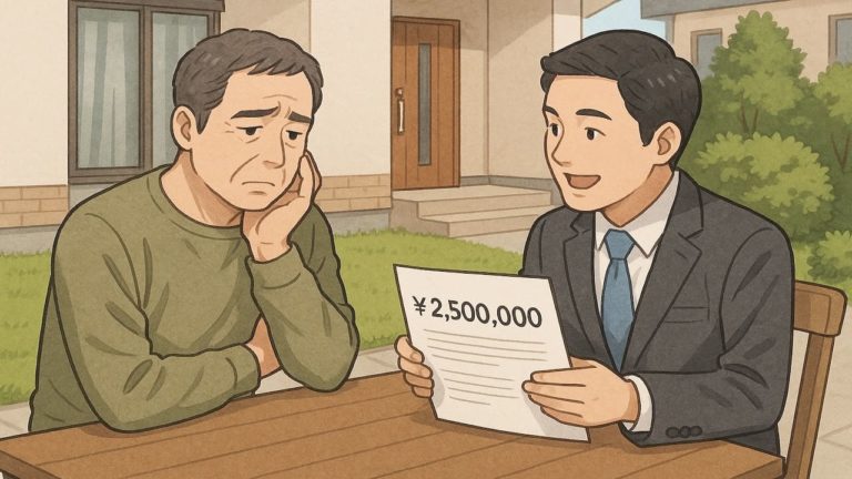 外構の工事費用250万円に悩む男性