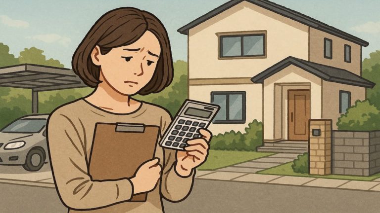 外構工事の平均的な値段を調べる女性