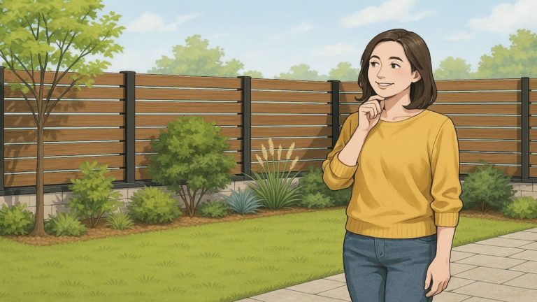 外構のフェンスデザインに悩む女性