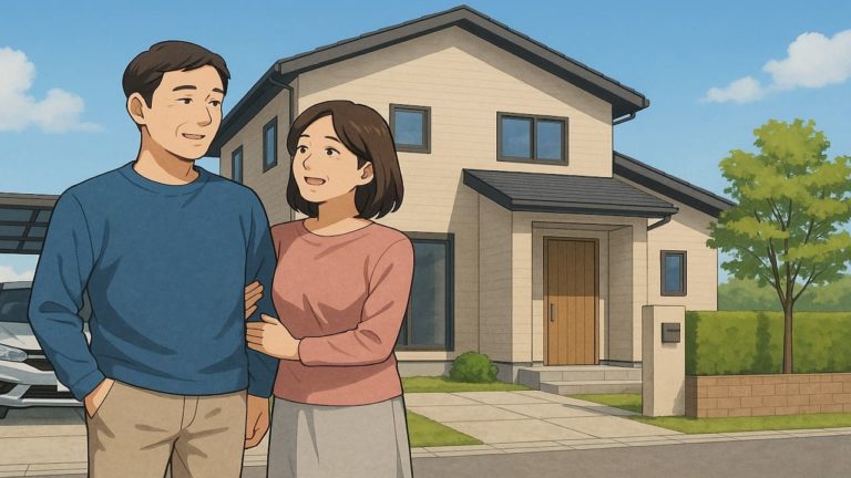 外構一体型住宅に満足する夫婦