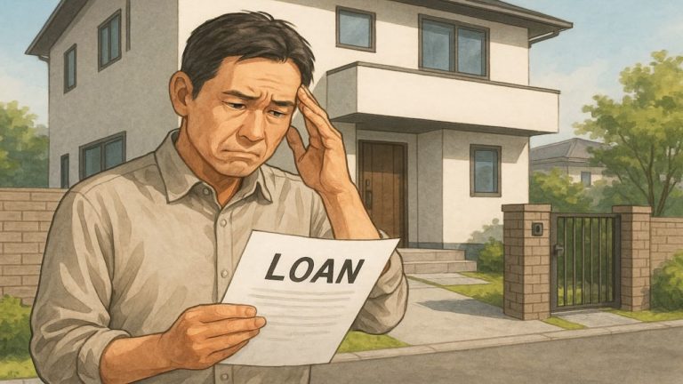外構ローンに悩む男性