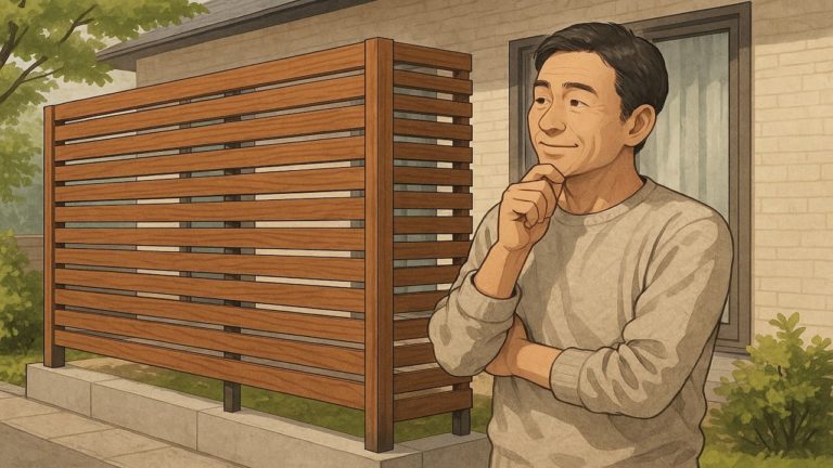 外構にルーバーフェンスを施工した家