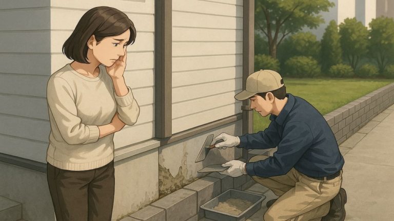 外構の修理をする職人