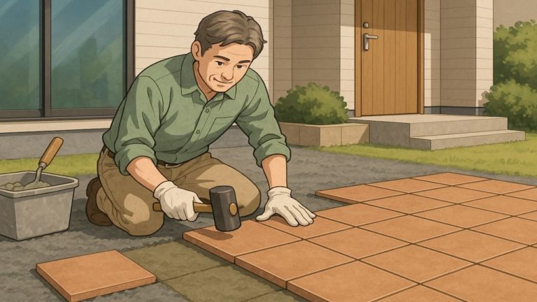 外構でタイル敷きをDIYする人