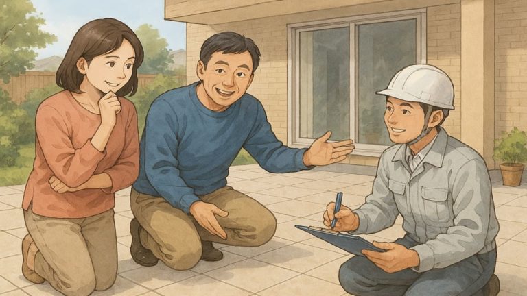 外構にタイル張りした画像