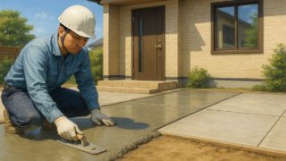 明石市の外構や庭に土間コンクリートを施工した画像