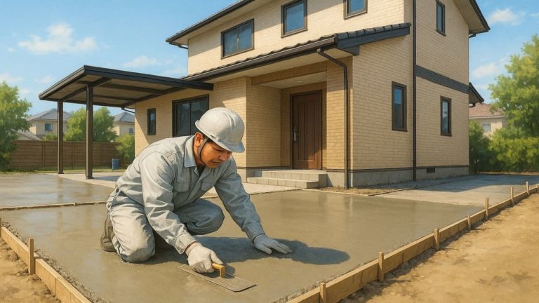 安城市の外構や庭に土間コンクリートを施工した画像