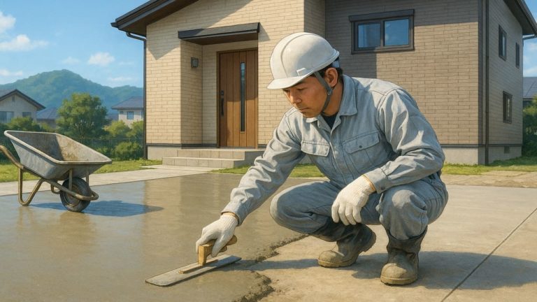 青森県の外構や庭に土間コンクリートを施工した画像