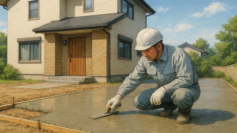 朝霞市の外構や庭に土間コンクリートを施工した画像