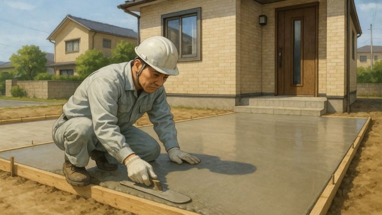 足利市の外構や庭に土間コンクリートを施工した画像