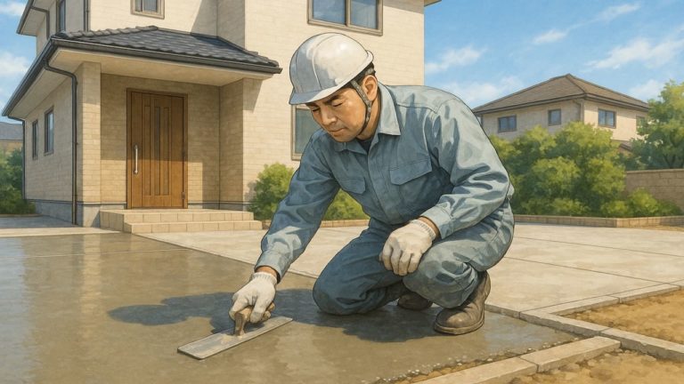 厚木市の外構や庭に土間コンクリートを施工した画像