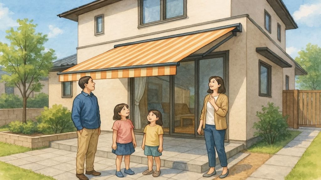 オーニングを外壁に設置した画像