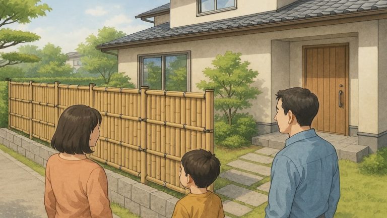 竹垣フェンスを設置した外構画像