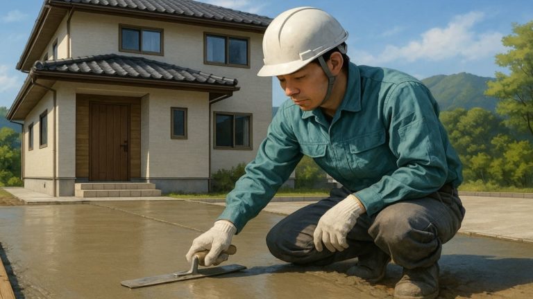 別府市の外構や庭に土間コンクリートを施工した画像
