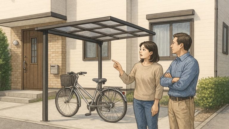 外構に駐輪場を設置した画像