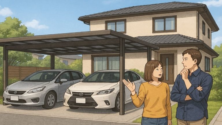 2台用のカーポートに悩む夫婦