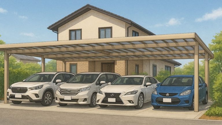 4台用カーポートのイラスト画像