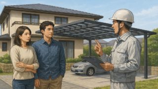 カーポートはどこに頼むべき?地元業者と全国チェーンを徹底比較 カーポートの業者に施工を頼む夫婦