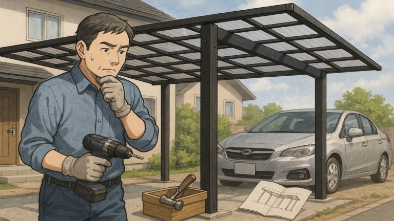 外構のカーポートをDIYで強度を高める男性
