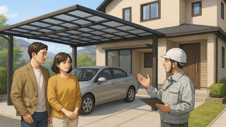 玄関前にカーポートを設置したい夫婦