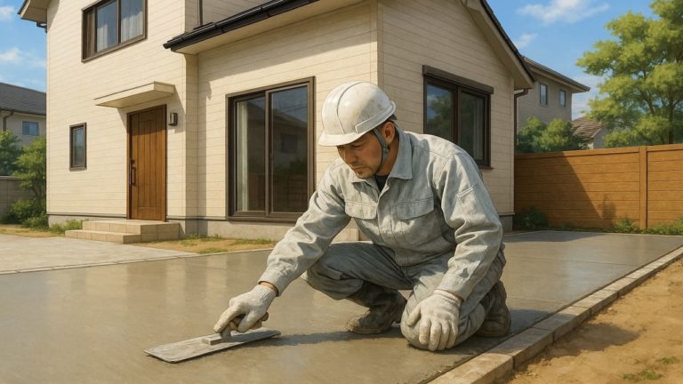 千葉県の外構や庭に土間コンクリートを施工した画像