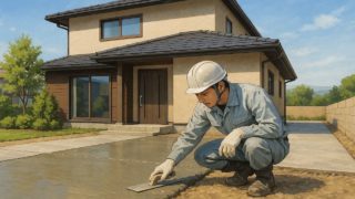 筑紫野市の外構や庭に土間コンクリートを施工した画像