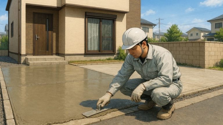 大東市の外構や庭に土間コンクリートを施工した画像