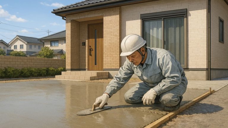 海老名市の外構や庭に土間コンクリートを施工した画像