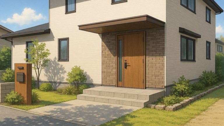 外構に玄関庇の影響を考慮する設計