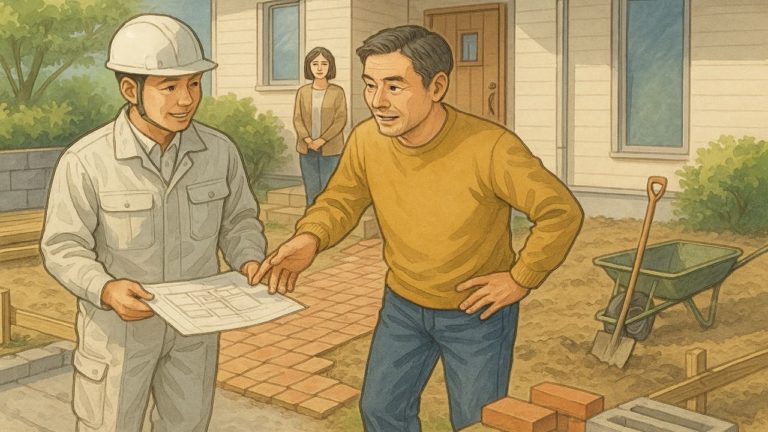 外構の追加工事を頼む男性