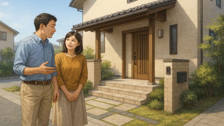 外構の玄関アプローチ兼用を考える夫婦