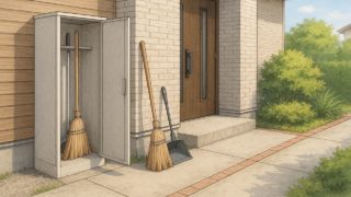 外構に掃除道具収納スペースを設置した画像