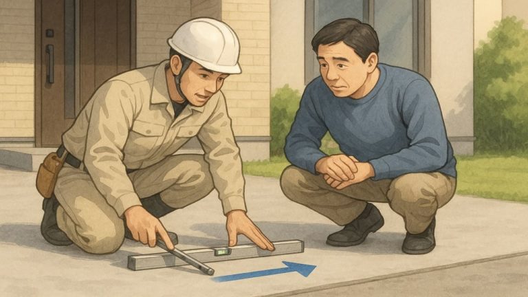 外構の水勾配を説明する業者