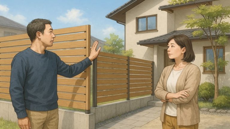 外構の目隠しフェンス高さに悩む夫婦