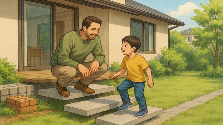 外構の浮き階段を作る戸建て