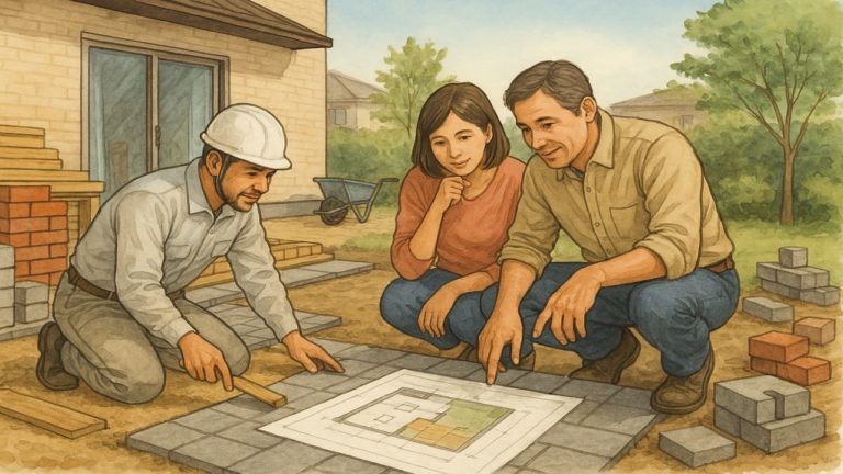 外構の作り方を計画する夫婦