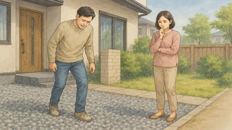 外構砂利が歩きにくいので困ってる夫婦