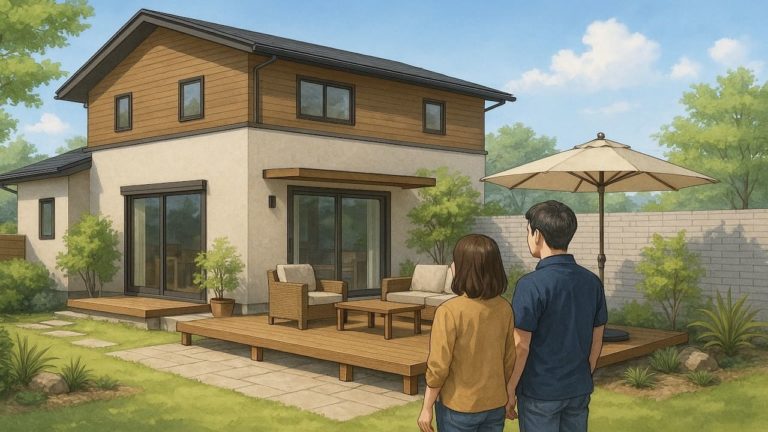 外構をアウトドアリビング風にした画像