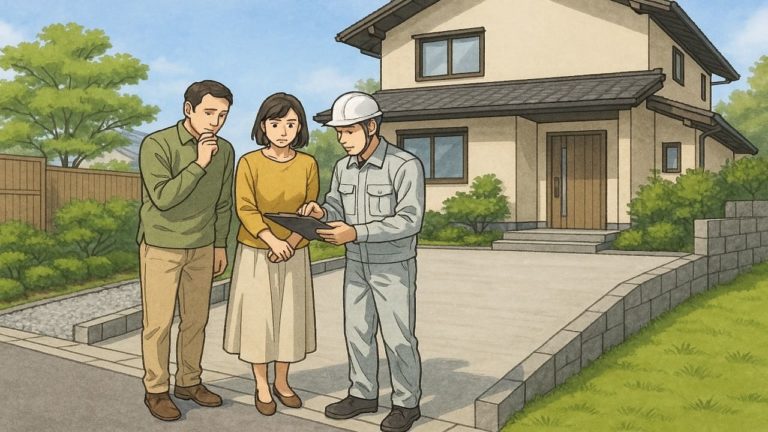 外構駐車場の傾斜対応に悩む夫婦