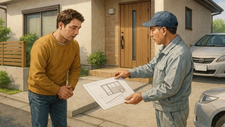 外構駐車場の段差解消をしたい男性