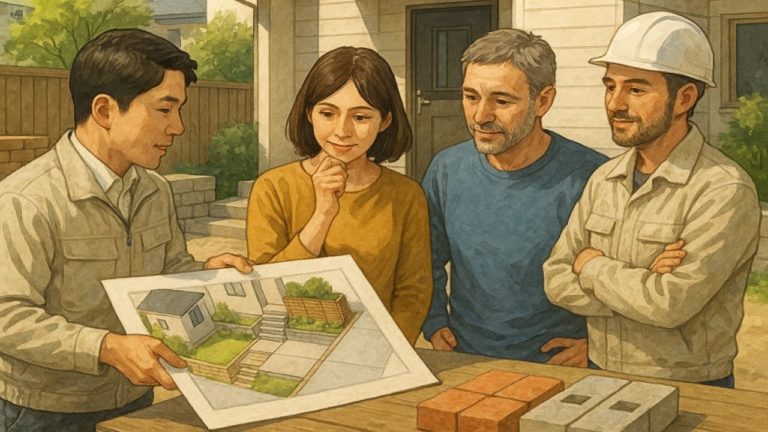 外構の提案を受ける夫婦