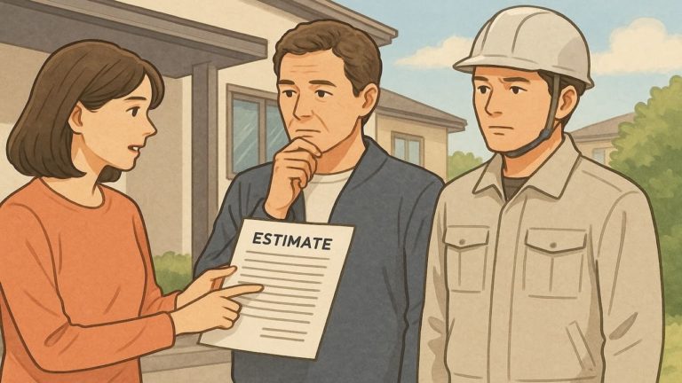 外構見積もり他社に見せる女性