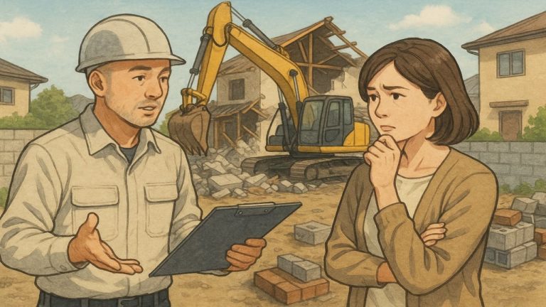 外構撤去の費用を相談する女性