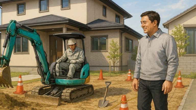 外構工事が着工する様子