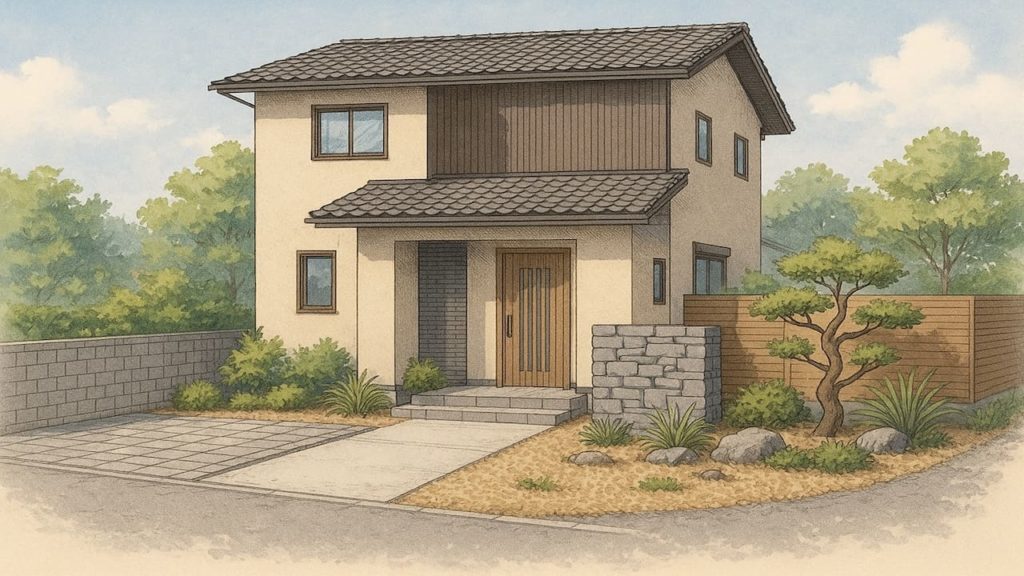 おしゃれで安い外構の事例イラスト