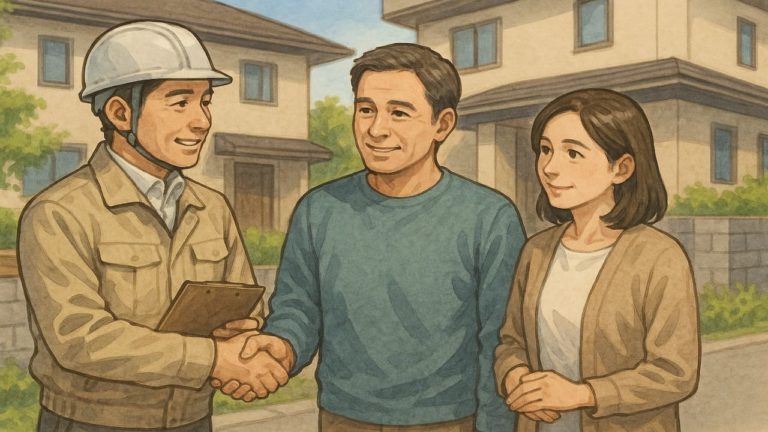 外構の保証について確認する夫婦