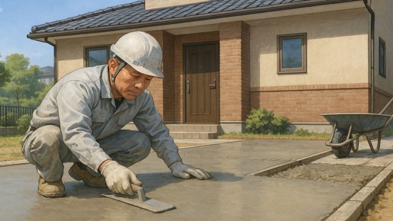 府中市の外構や庭に土間コンクリートを施工した画像